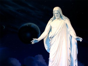 A replica of the Christus statue, on display at Temple Square in Salt Lake City.